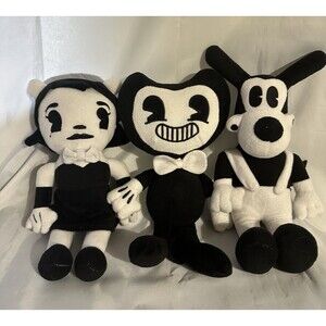 Set of 3 2017 Bendy & The Ink Machine  Buddies 10”Plush Black White Toys